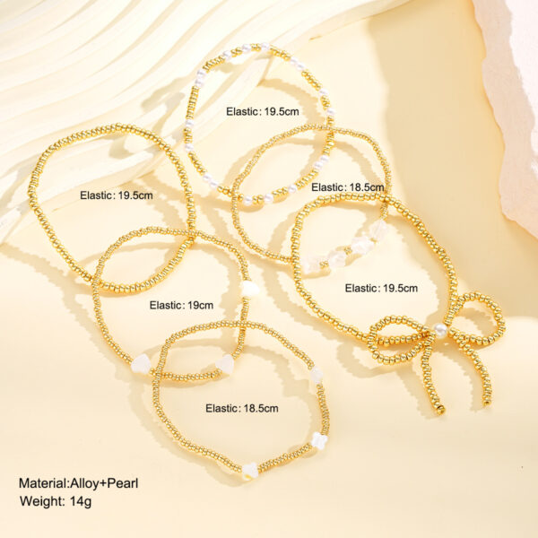 Wholesale European and American Beach Peak Leisure Cross-border CCB Bow Pearl Bracelet 6-piece Set Niche Advanced Beaded suit