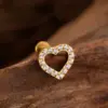 1 Piece Ear Cartilage Rings & Studs Elegant Heart Shape Pure Titanium Titanium Alloy Plating Zircon 14K Gold Plated White Gold Plated Lip Rings Ear Cartilage Rings & Studs