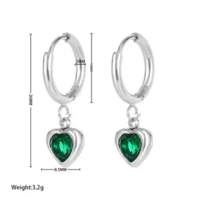 Earrings Platinum Green Diamond / 40+5cm