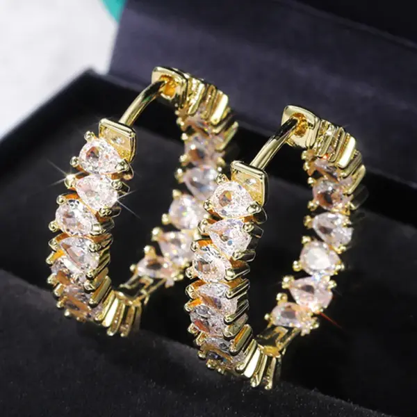 New Earrings Personality Style Single Row Zircon Copper Ear Buckle Wholesale