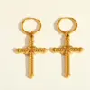 Wholesale Luxurious Exquisite Stainless Steel 18K Gold Plated Cross Pendant Earrings Elegant Polished Finish For Women Versatile Use