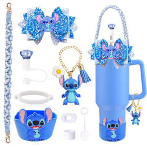 Wholesale Stindie Bow Stanley Cup Accessories Letter Tassel Cup Chain Decorative Cup Set Diamond Straw Cap Handle Rope