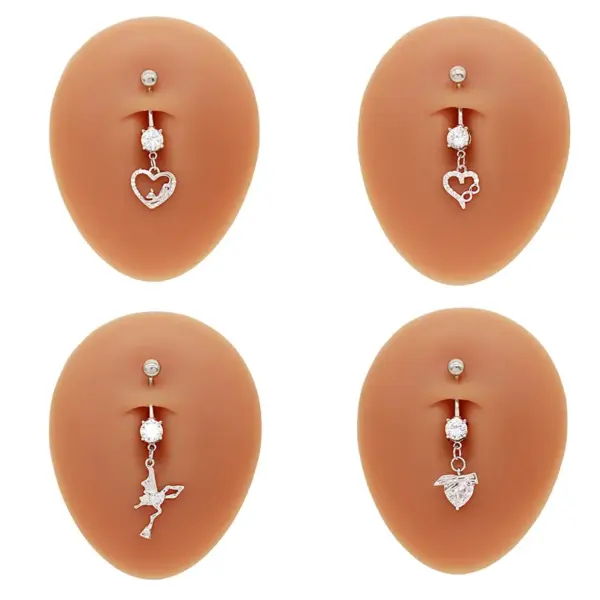 Wholesale 1 Piece 316L Stainless Steel Alloy Resin Rhinestones Glass Belly Rings Star Moon Heart Shape Waterproof Non Tarnish Surgical Steel White Gold Plated Women's