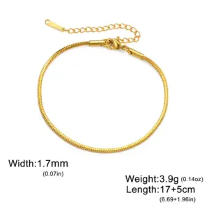 Gold 2MM Square Soft Snake Chain