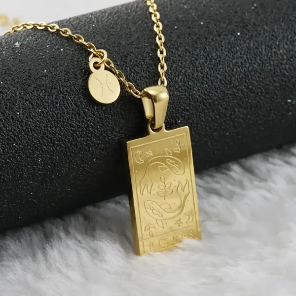 Wholesale Jewelry Fashion Square Constellation 304 Stainless Steel 18K Gold Plated Plating Stainless Steel Necklaces