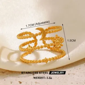 Golden Star Moon Ring