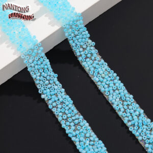 5 deep lake blue rice beads / 1.5cm double-layer hot melt adhesive, colorful 3mm rice bead adhesive strip