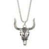 Wholesale Wild cow head skull cool men titanium steel necklace men domineering retro street Western cow bone punk pendant