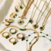 Wholesale Jewelry Fashion Geometric Stainless Steel Zircon PVD Coated Plating Pendant Necklace