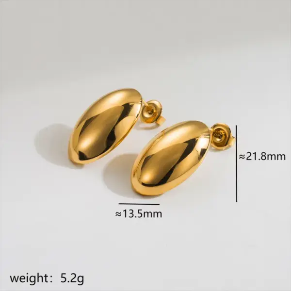 Wholesale 1 Pair Simple Style Oval 304 Stainless Steel 18K Gold Plated Stainless Steel Earrings