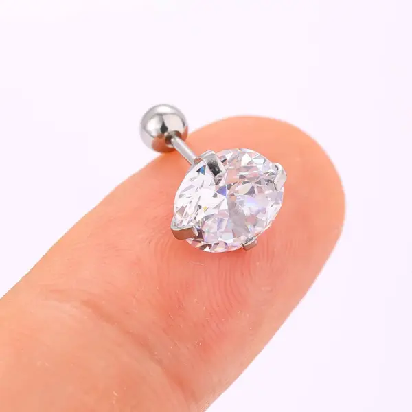 Wholesale 18K Gold Plated 316L Stainless Steel Ion Plating (IP) Zircon Round Waterproof Non Tarnish Surgical Steel Nordic Style Simple Style Classic Style Ear Studs Cartilage Earrings For Unisex