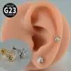 Wholesale 1 Piece Lip Rings Casual Tropical Star Flower G23 Titanium Polishing Plating Zircon 18K Gold Plated Lip Rings Ear Cartilage Rings & Studs