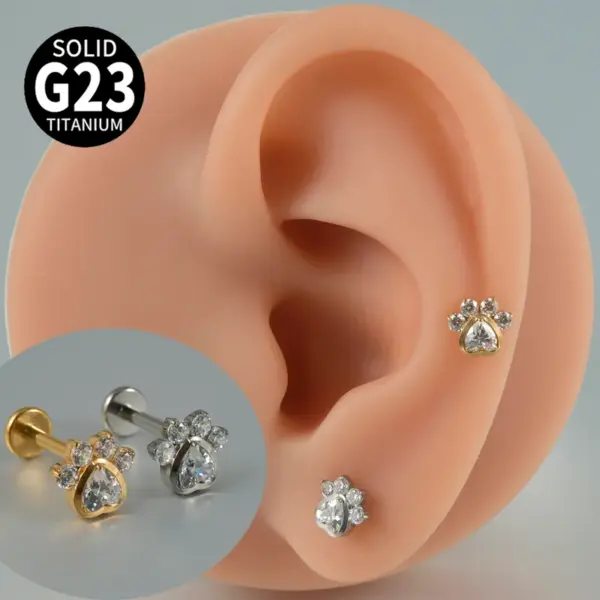 Wholesale 1 Piece Lip Rings Casual Tropical Star Flower G23 Titanium Polishing Plating Zircon 18K Gold Plated Lip Rings Ear Cartilage Rings & Studs