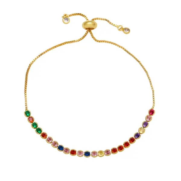 Wholesale Simple Style Round Copper 18k Gold Plated Zircon Bracelets In Bulk