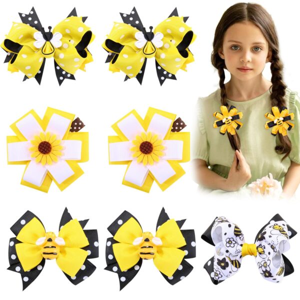 Wholesale children's hair accessories all-match fresh hairpin cute bee ribbon bow hairpin