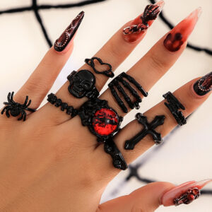 oly-29b7b75817a56cce6e0ac905b0fe0766 Wholesale Carved Dark Ghost Snake Ring Set