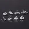 316L Stainless Steel Copper Zircon Ear Cartilage Rings & Studs Leaf Waterproof Non Tarnish Surgical Steel Women'S