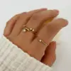 Wholesale 304 Stainless Steel Geometric PVD Coated Zircon Real Gold Plated Commute Korean Style Waterproof Non Tarnish Irregular Surgical Steel Gold Rings