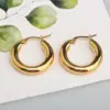 Wholesale PVD Coated Real Gold Plated 18K Gold Circle Stainless Steel Retro Waterproof Non Tarnish Hoop Earrings