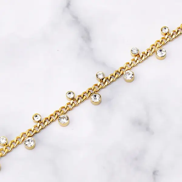Wholesale Fashion Geometric Titanium Steel Inlaid Zircon Bracelets