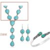 Wholesale European and American Retro Bohemian Style Necklace Women's Long Turquoise Jewelry Three-Piece Set Personality Design Jewelry