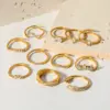 PVD Coated Real Gold Plated Circle 304 Stainless Steel Retro Waterproof Non Tarnish Rings