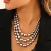 Wholesale Luxurious 18K Gold Plated Stainless Steel Beaded Necklace Round Beads Casual Elegant Simple Style Lobster Clasp Jewelry Accessory