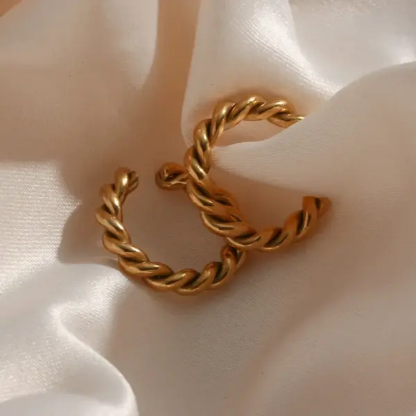 PVD Coated Real Gold Plated 18K Gold C Shape 304 Stainless Steel Fashion Waterproof Non Tarnish Ear Clips