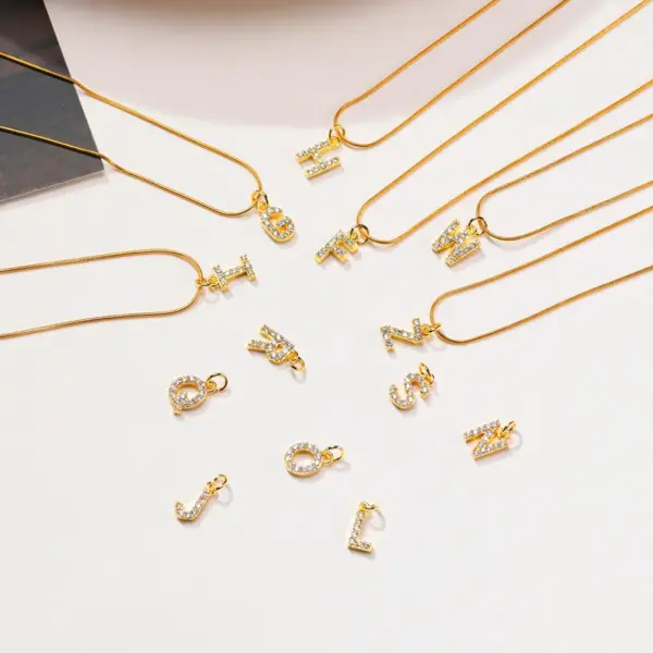 Wholesale INS Style Simple Style Letter Copper Plating Inlay 18K Gold Plated Zircon Necklace Pendant