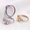 PVD Coated Real Gold Plated 18K Gold Eye 304 Stainless Steel Streetwear Waterproof Non Tarnish Open Ring