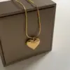 Wholesale PVD Coated Real Gold Plated 16K White Plating Heart Shape 304 Stainless Steel Modern Style Artistic Waterproof Non Tarnish Pendant Necklace