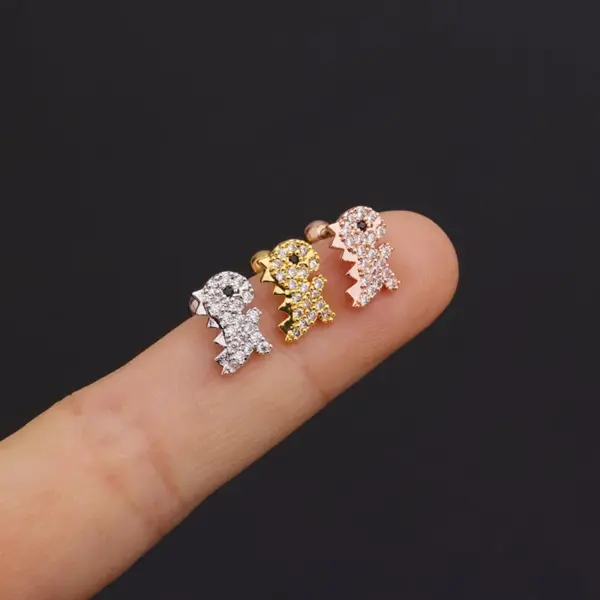 oly-29d9b1ee288f0a2733c3ce08243fb1a0 Wholesale 316L Stainless Steel Copper Zircon Ear Cartilage Rings & Studs Flower Waterproof Non Tarnish Surgical Steel Women'S