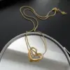 Wholesale 304 Stainless Steel Heart Shape PVD Coated 18K Real Gold Plated Fashion Waterproof Non Tarnish Inlaid Gold Gold Pendant Necklace