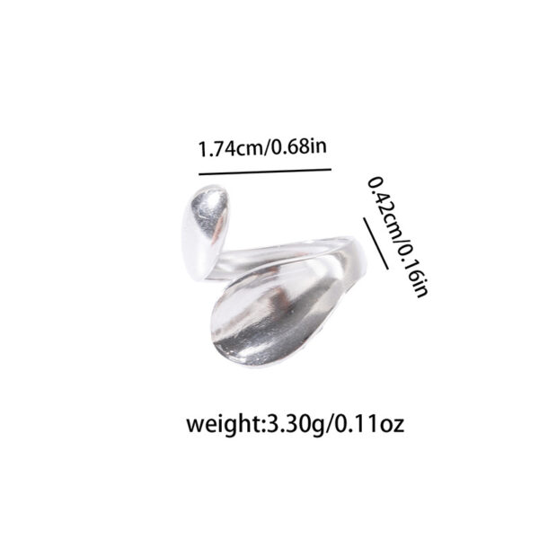 Wholesale Europe and the United States minimalist smooth asymmetric water drop fashion ring niche design simple temperament high sense open ring