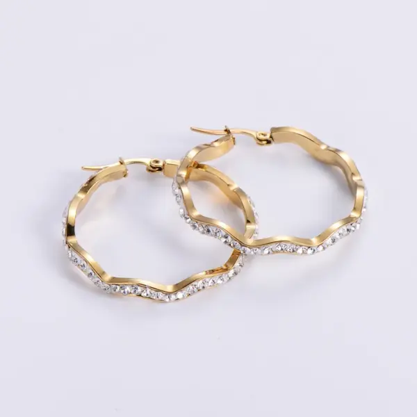 Simple Style Doll Plating Diamond Stainless Steel Rhinestones 18K Gold Plated Earrings