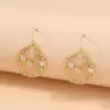 Wholesale Retro Tower Sector Ferroalloy Copper Plating Artificial Pearls Zircon Women's Drop Earrings 1 Pair