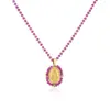 Wholesale Copper 18K Gold Plated Ethnic Style Inlaid Crystal Geometric Copper Zircon Necklace