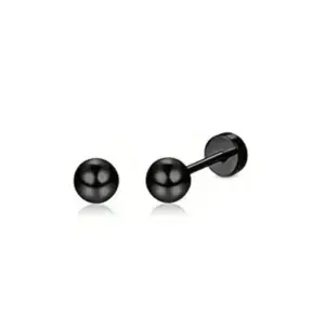 Black / One Size / Ball stud earrings