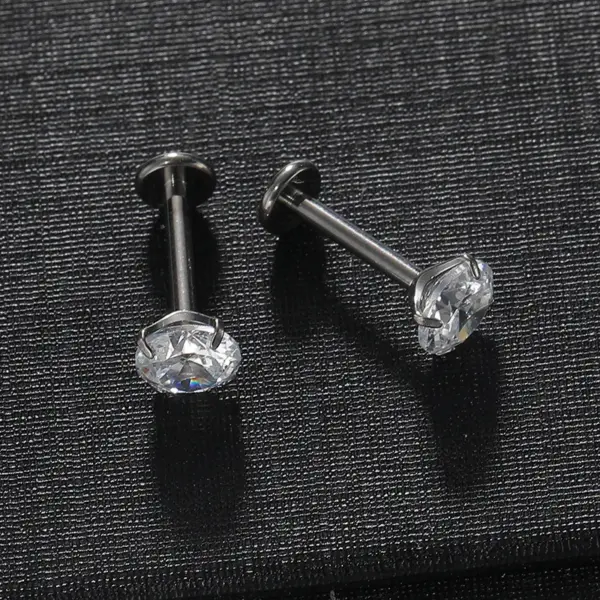 Wholesale Simple Style Geometric Pure Titanium Zircon Lip Stud Tongue Nail In Bulk