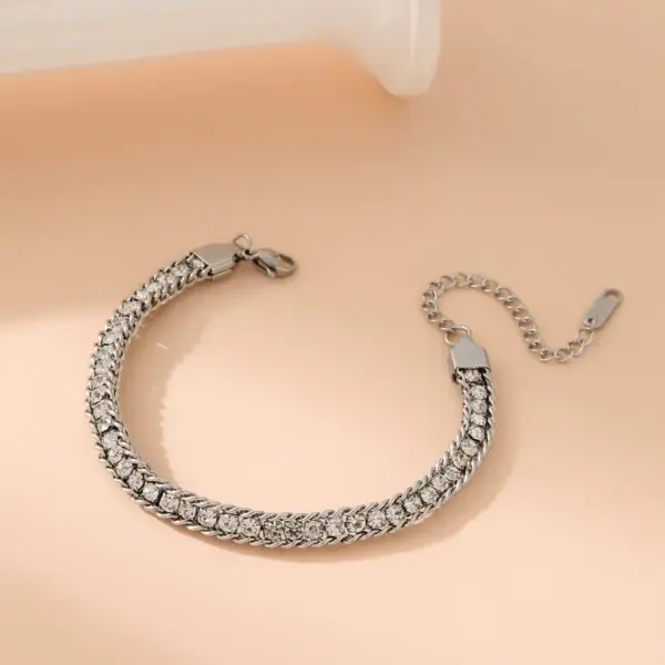 Wholesale Elegant Glam Simple Style Geometric 304 Stainless Steel 18K Gold Plated Rhinestones Bracelets In Bulk