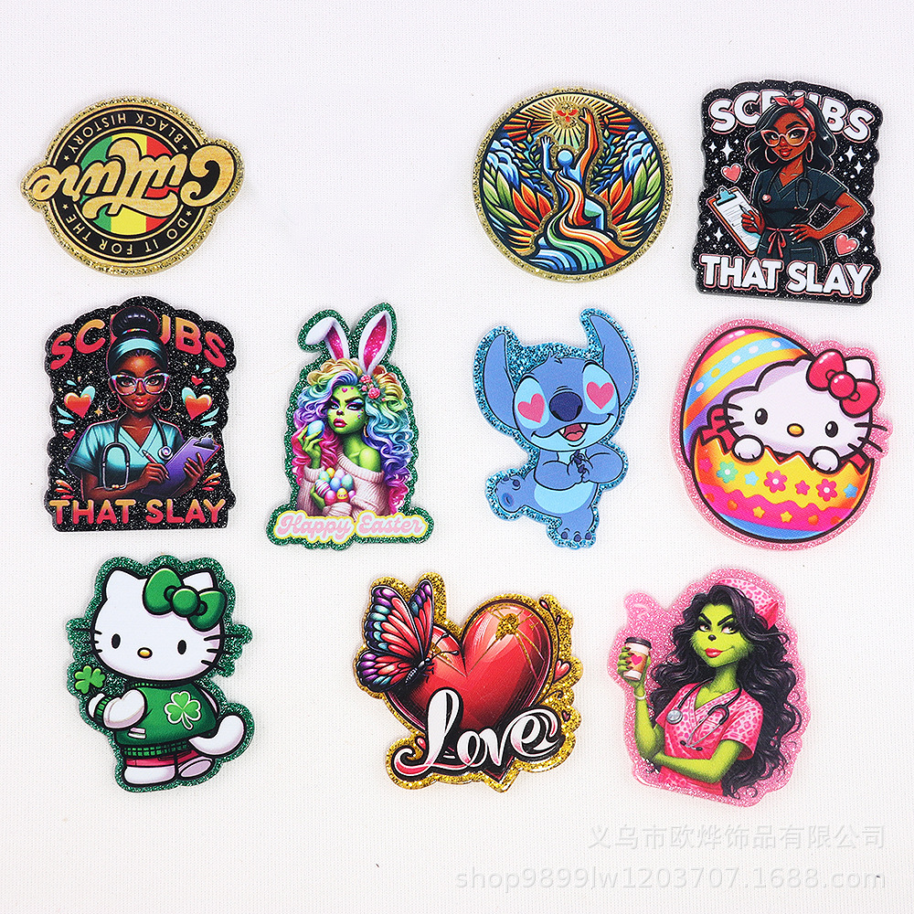 Wholesale pink cartoon rabbit peach heart letter Acrylic Flatback OLY Exclusive