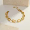 Wholesale Color Retention 304 Stainless Steel Round Heart Zircon Bracelet Gold Plated Elegant Bracelet