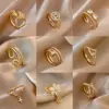 Wholesale Simple Style Square Flower Bow Knot Copper Hollow Out Inlay Zircon Open Ring 1 Piece