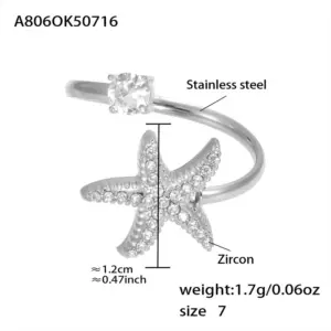 A806-Steel 5A Zircon Ring-7 / 7