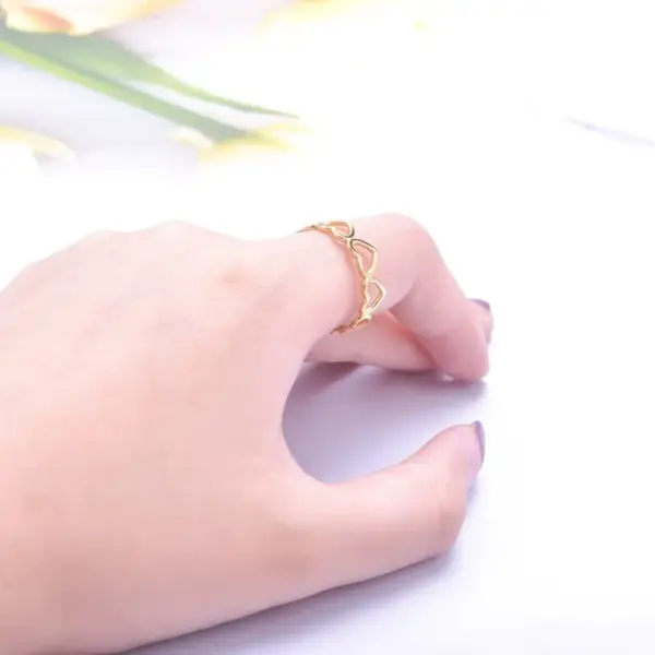 Wholesale PVD Coated Real Gold Plated 18K Gold Heart Shape 304 Stainless Steel Simple Style Waterproof Non Tarnish Rings