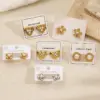 Color Retention Electroplated Acrylic Pearl Flower Square Heart Shaped Earrings Fashionable Women's Jewelry Accessory