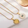 Wholesale Real Gold Plated 304 Stainless Steel 316 Stainless Steel PVD Coated Devil's Eye Waterproof Non Tarnish Glam Retro Pendant Necklace For Women's