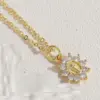 Wholesale Cute Simple Style Commute Human Crown Copper 14k Gold Plated White Gold Plated Zircon Pendant Necklace In Bulk