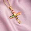 Wholesale Water Plating 18K Gold Plated Real Gold Plated Cross 304 Stainless Steel Copper Fashion Waterproof Non Tarnish 304 Stainless Steel Necklace
