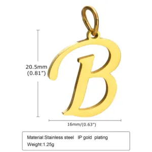 Gold (Single Pendant without Chain) / Letter B